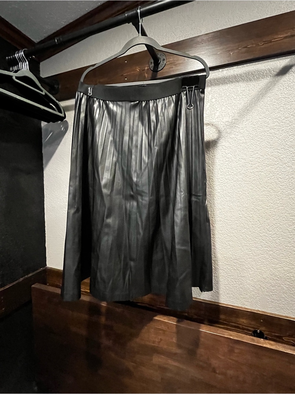 Laundry Black Pleated Faux-Leather Skirt
